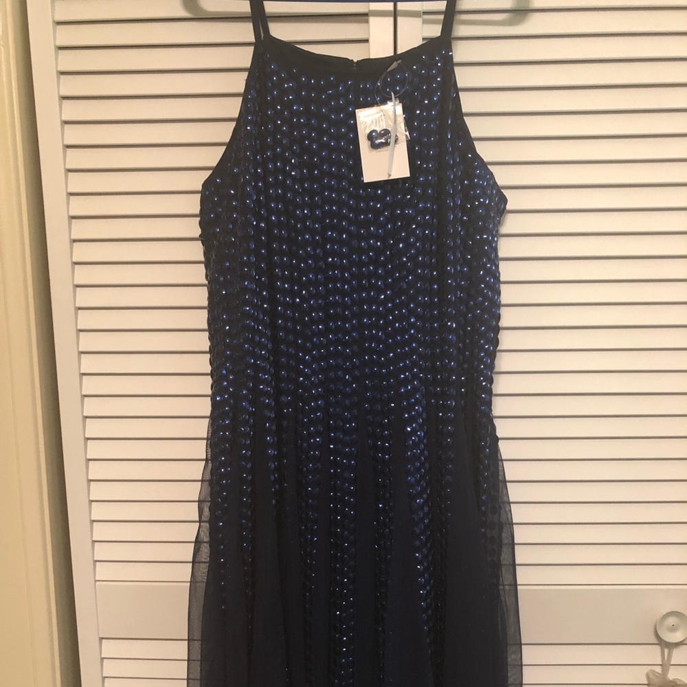 ASOS Curve Blue Sequin Swing Panel Dress